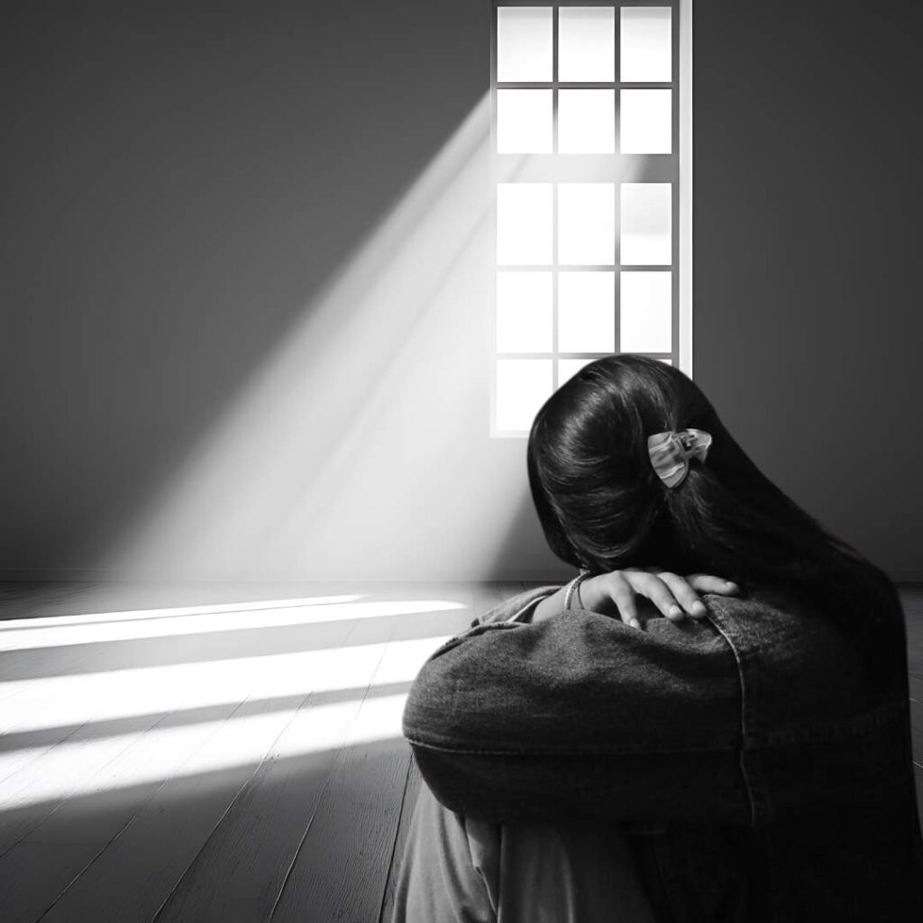 Sad Alone Girl DP Black And White