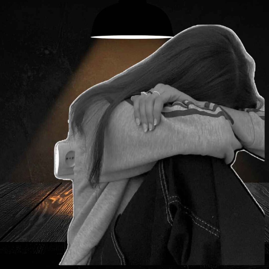 Sad Alone Girl DP Black And White